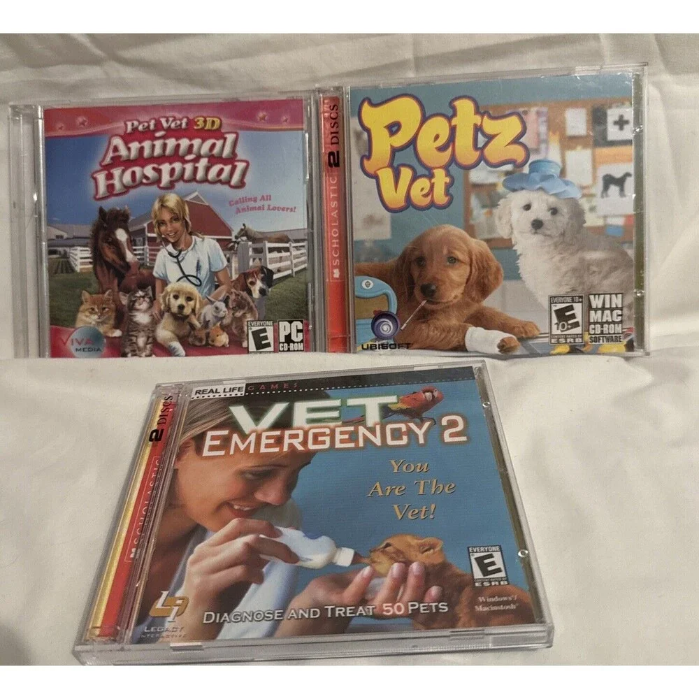 Petz Vet, Pet Vet 3D Animal Hospital & Vet Emergency 2 CD-ROM Software 2 Discs